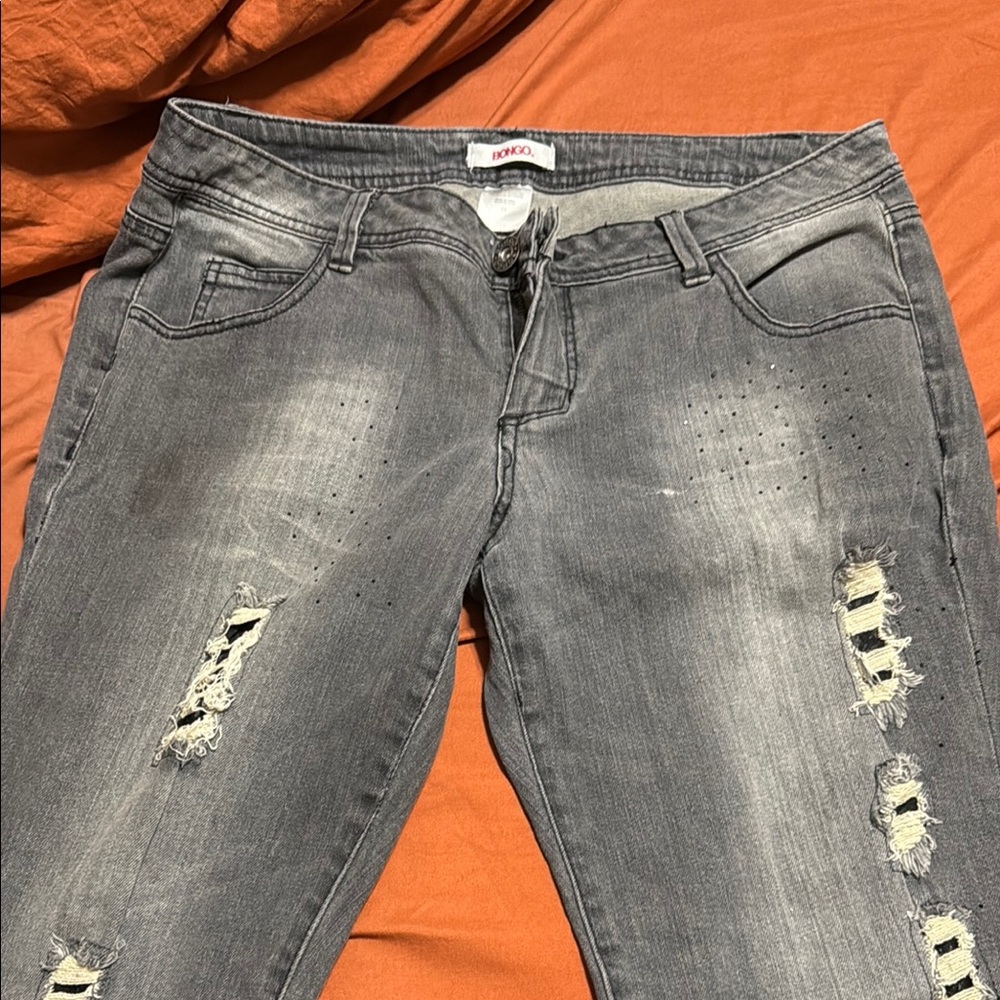 BONGO Gray Skinny Jeans with Distressed Details